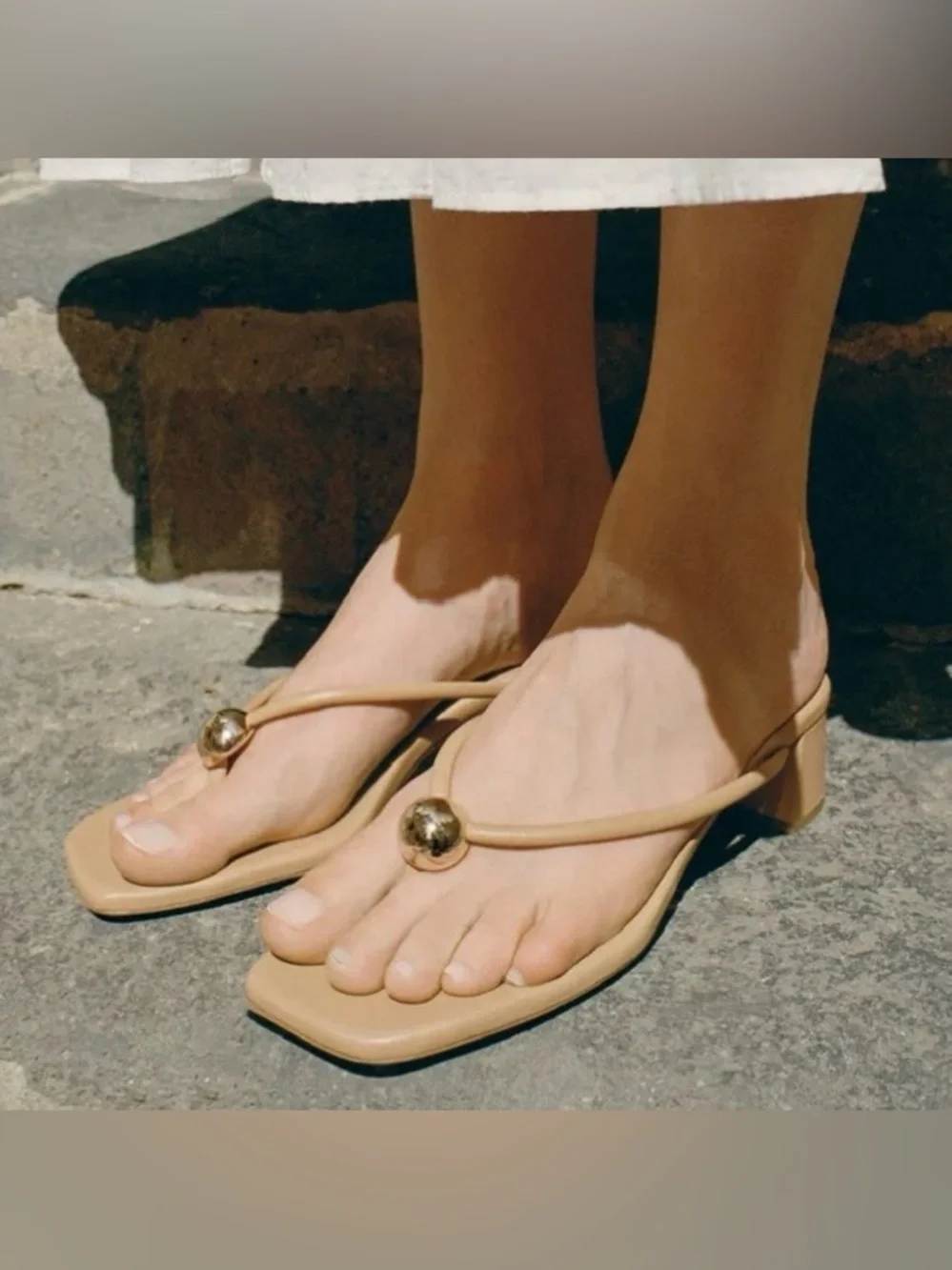 LOEFFLER RANDA Odessa Dune Leather Heeled Sandal SIZE 6.5
